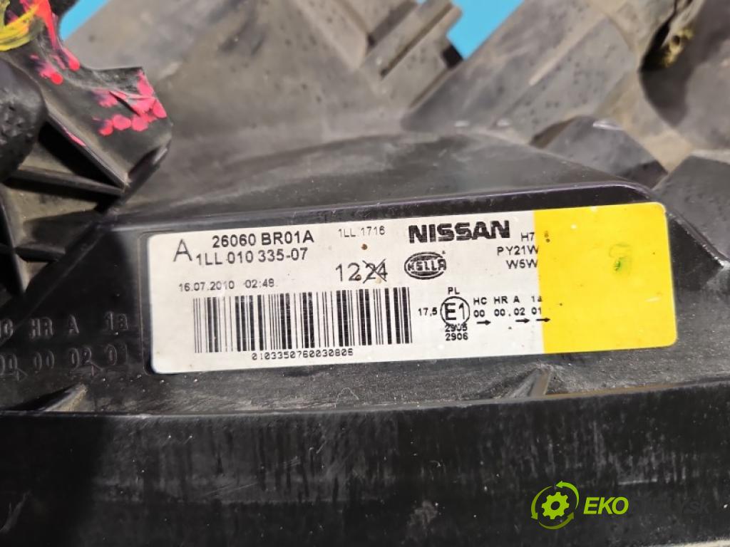 Nissan Qashqai I J10 2006-2013 2.0 16v 141 HP manual 104 kW 1997 cm3 5- Reflektor: ľavý 26060BR01A (Kľučka dverí ostatné)