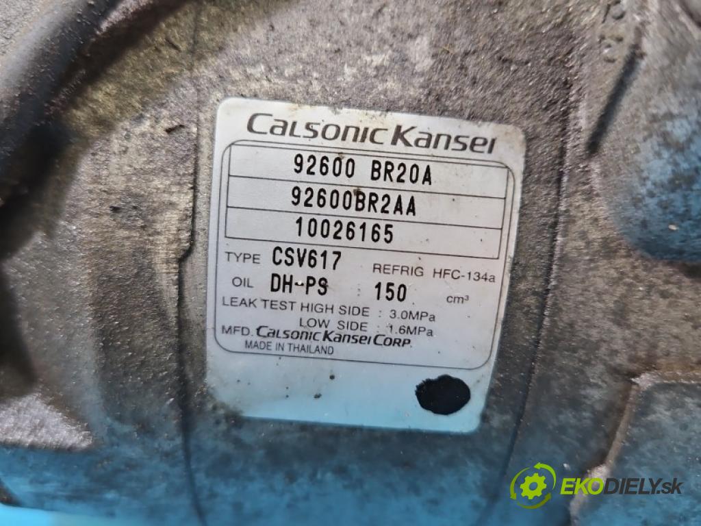 Nissan Qashqai I J10 2006-2013 2.0 16v 141 HP manual 104 kW 1997 cm3 5- Kompresor: klimatizácie 92600BR20A (Kompresor klimatizácie)