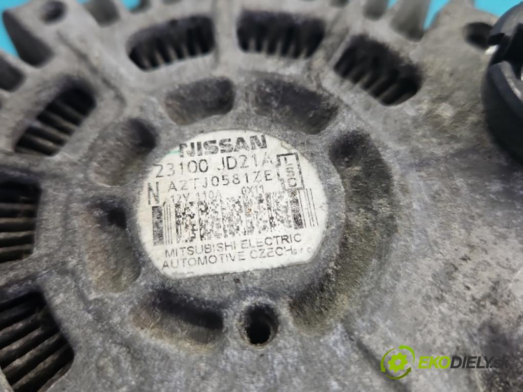 Nissan Qashqai I J10 2006-2013 2.0 16v 141 hp manual 104 kW 1997 cm3 5- Alternator 23100JD21A (Alternátor)