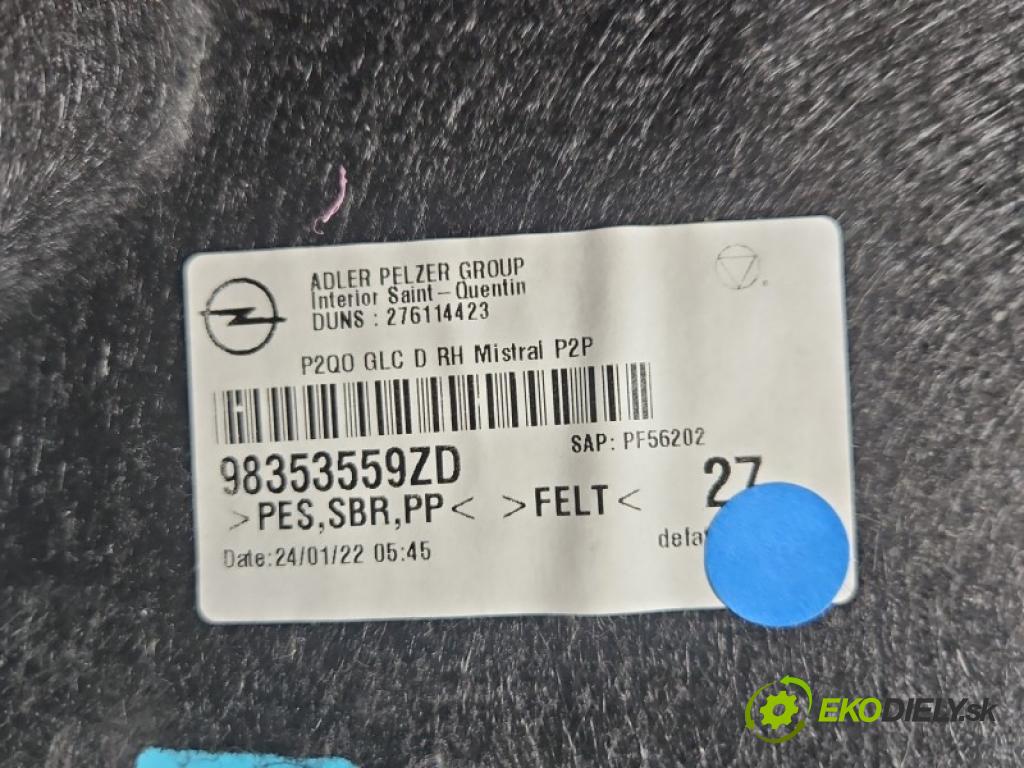 Opel Mokka B 2020- 1.5 cdti 110 hp manual 81 kW 1499 cm3 5- Tapacír: kufra: pravé 98353559ZD