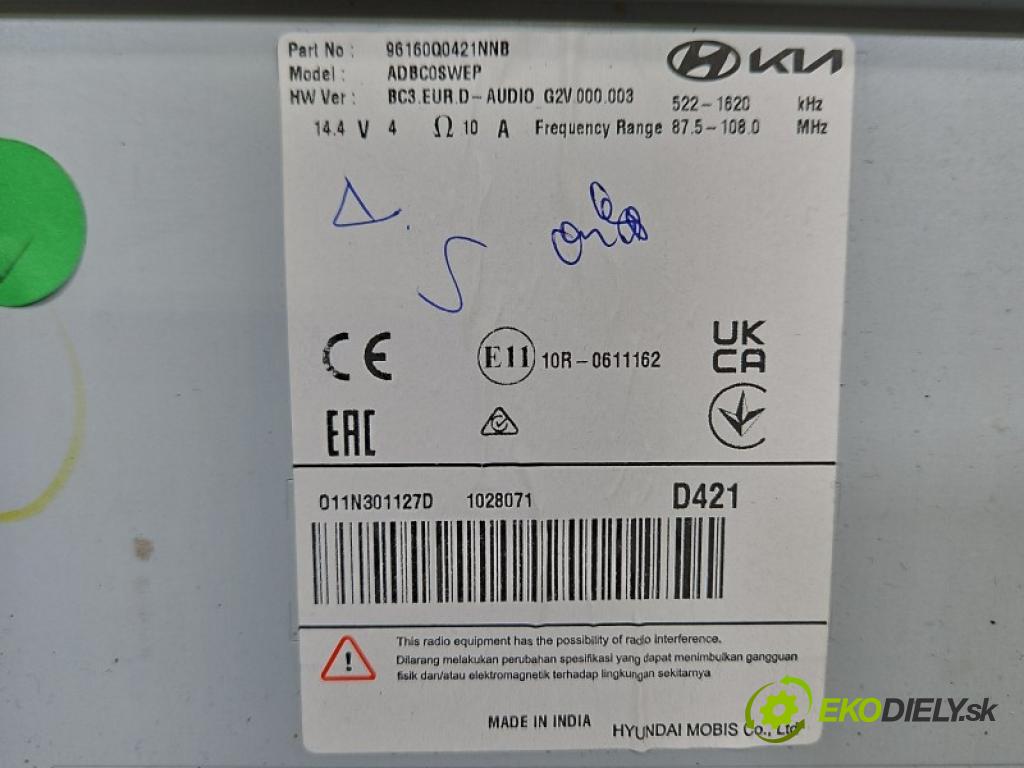 Hyundai i20 III 2020- 1.0 T 100 hp manual 73.5 kW 998 cm3 5- Radio továrna: 96160-Q0421