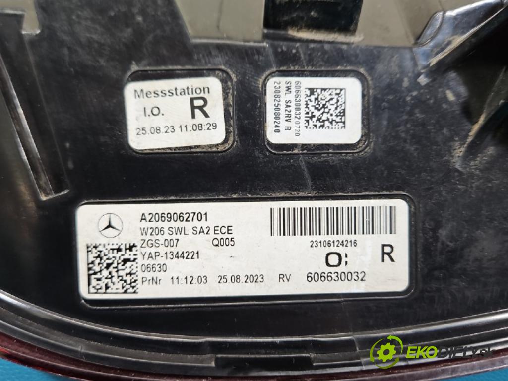 Mercedes C W206 2021- 1.5 T 254915 170 hp automatic 125 kW 1496 cm3 4- světlo zadní pravé blatník: A2069062701