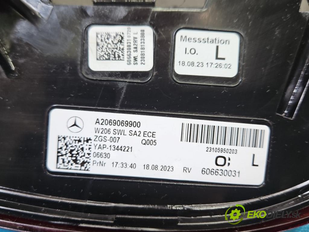 Mercedes C W206 2021- 1.5 T 254915 170 hp automatic 125 kW 1496 cm3 4- světlo zadní levé blatník: A2069069900