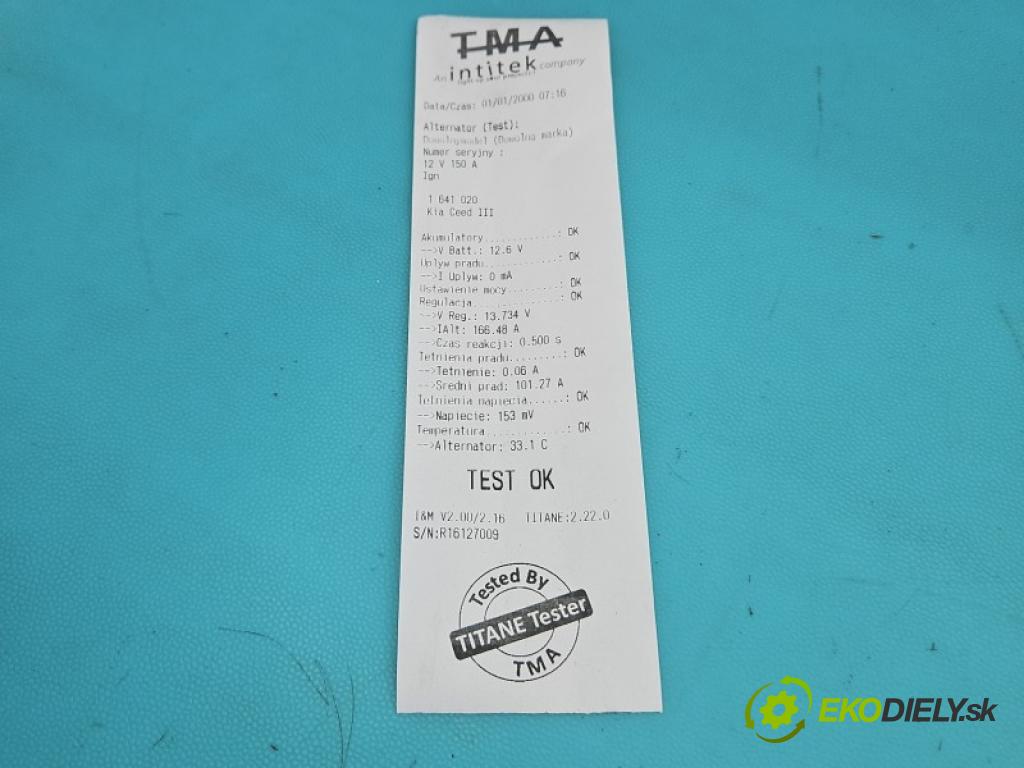 Kia Ceed III 2018- 1.6 CRDI 136hp manual 100 kW 1598 cm3 5- Alternator 37300-2U200 (Alternátor)