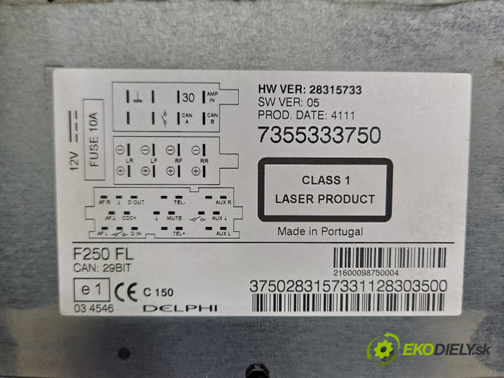 Citroen Jumper II 2006-2014 2.2 hdi 131 hp manual 96 kW 2198 cm3 5- Radio továrna: 7355333750