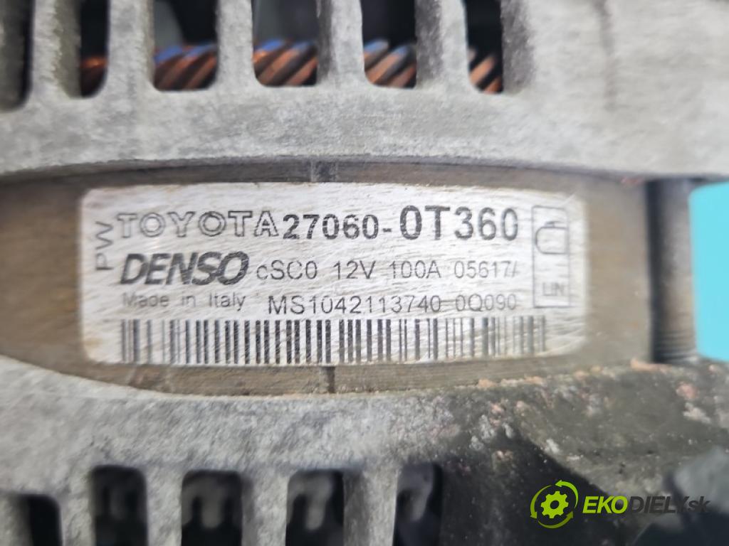 Toyota Corolla E16/E18  2013-2019 1.6 16V 132 hp automatic 97 kW 1598 cm3 4- Alternator 27060-0T360 (Alternátor)