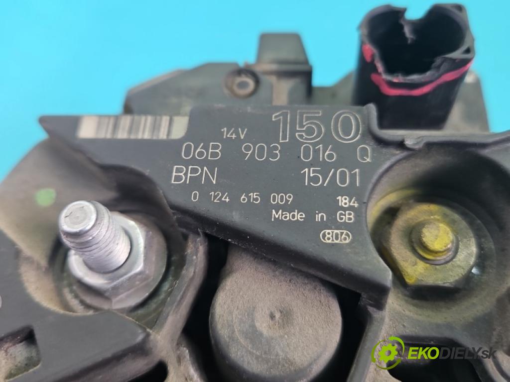 Audi A4 B6 2000-2004 1.8 T 150 hp manual 110 kW 1781 cm3 4- Alternator 06B903016Q (Alternátor)