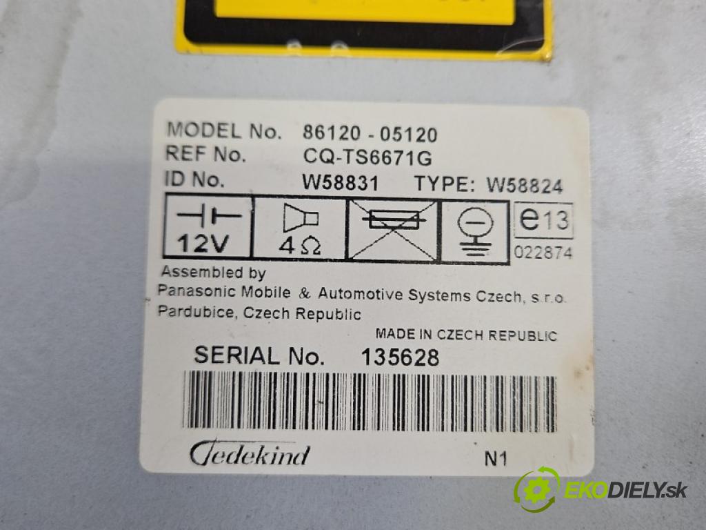 Toyota Avensis II T25 2003-2008 2.0 D4D 126 HP manual 93 kW 1998 cm3 5- Radio originál 86120-05120