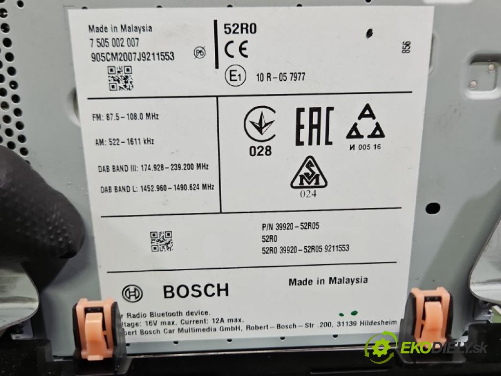 Suzuki Swift Mk8 2017-2024 1.2 16V 90 hp manual 66 kW 1242 cm3 5- Radio továrna: 39920-52R05