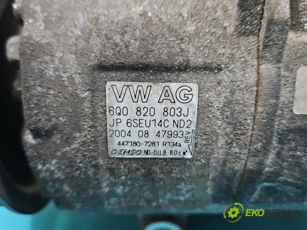 Seat Ibiza III 6L 2002-2008 1.4 tdi 75 HP manual 55 kW 1422 cm3 5- Kompresor: klimatizácie 6Q0820803J (Kompresor klimatizácie)