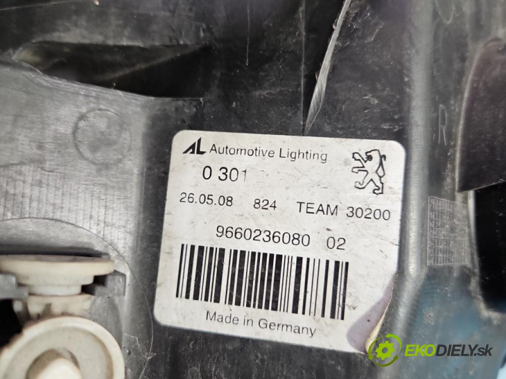 Peugeot 407 1.6 hdi 109 hp manual 80 kW 1560 cm3 4- světlo pravý 9660236080 (Pravé přední světlo)