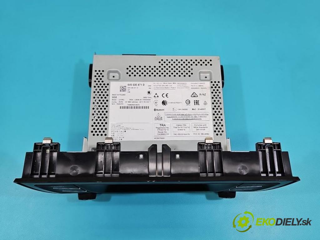 Skoda Fabia III 2014-2021 1.0 TSI 95 hp manual 70 kW 999 cm3 5- Radio továrna: 6V0035871D