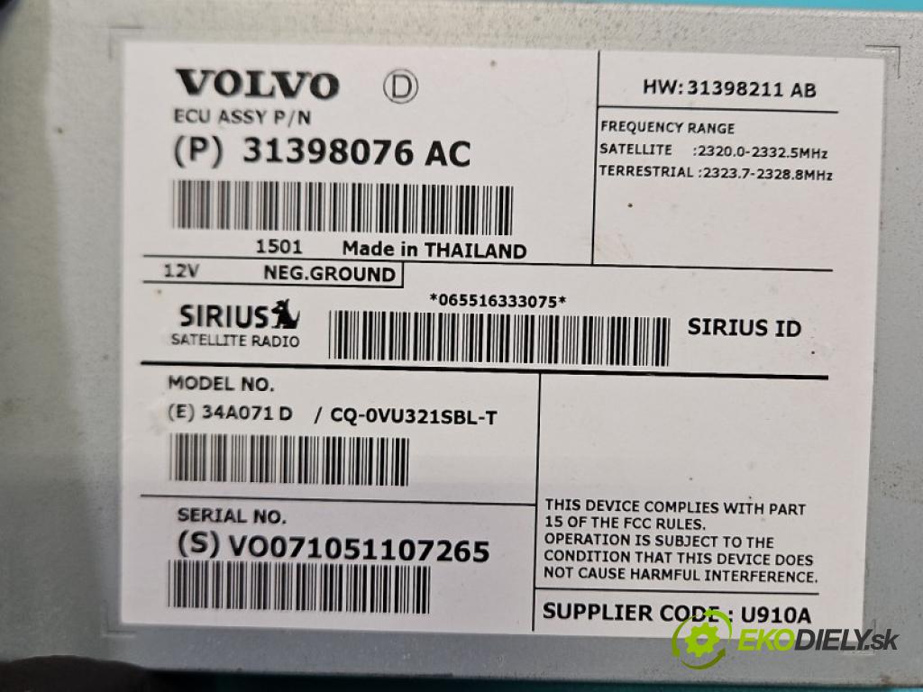 Volvo S60 II 2010-2018 2.0 T 241KM automatic 177 kW 1999 cm3 4- řídící jednotka 31398076