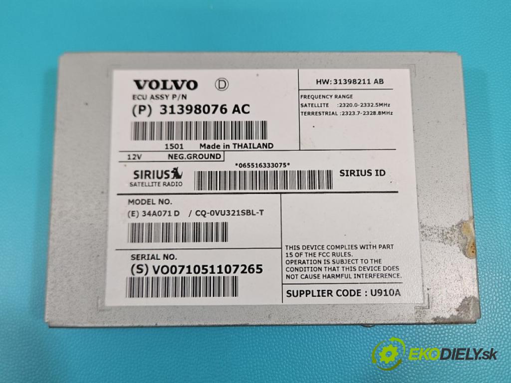 Volvo S60 II 2010-2018 2.0 T 241KM automatic 177 kW 1999 cm3 4- řídící jednotka 31398076