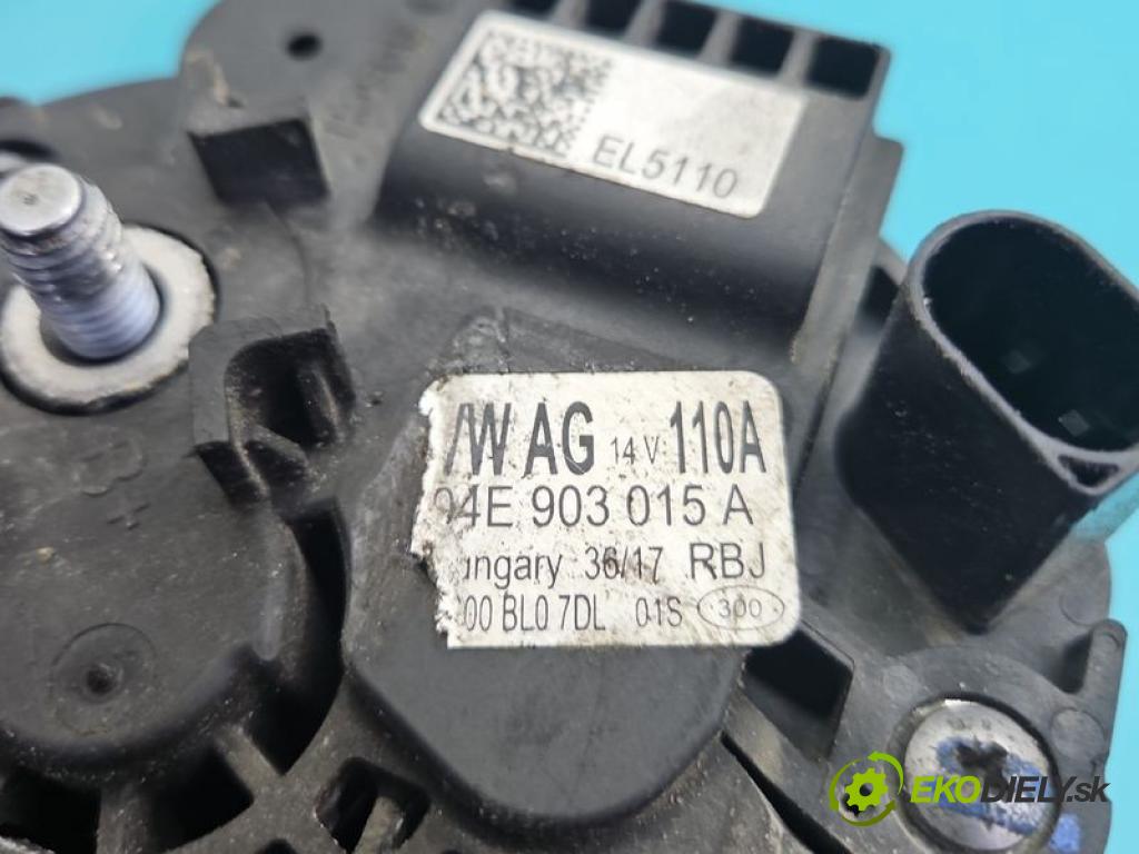 Skoda Fabia III 2014-2021 1.0 TSI 95 hp manual 70 kW 999 cm3 5- Alternator 04E903015A (Alternátor)