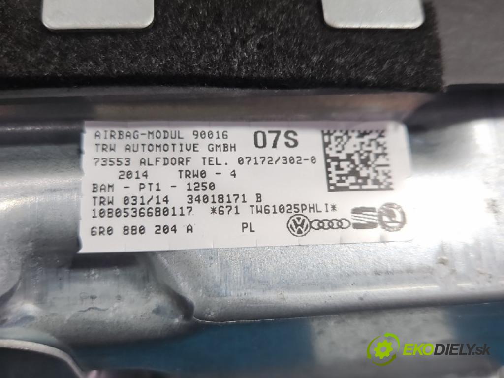 Vw Polo V 6R 2009-2017 1.2 TSI 105 hp manual 77 kW 1197 cm3 5- Polštář: vzduch: spolujezdce 6R0880204 (Airbag)