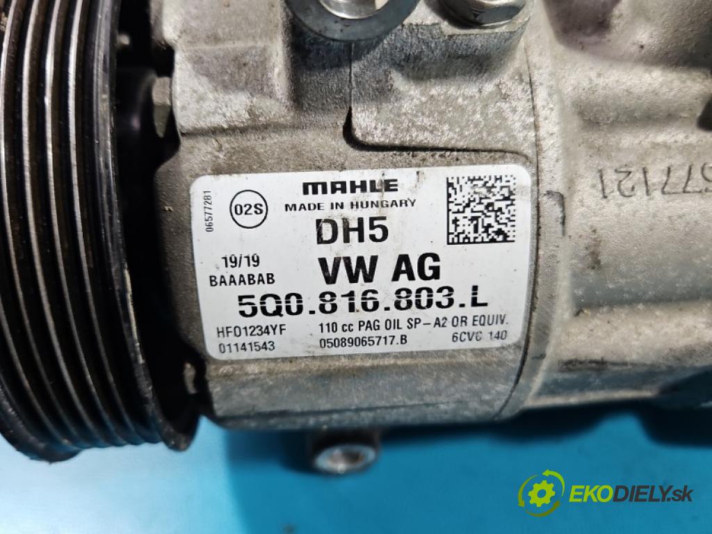 Skoda Fabia III 2014-2021 1.0 MPI CHY CHYB: 75 HP manual 55 kW 999 cm3 5- Kompresor: klimatizácie 5Q0816803L (Kompresor klimatizácie)