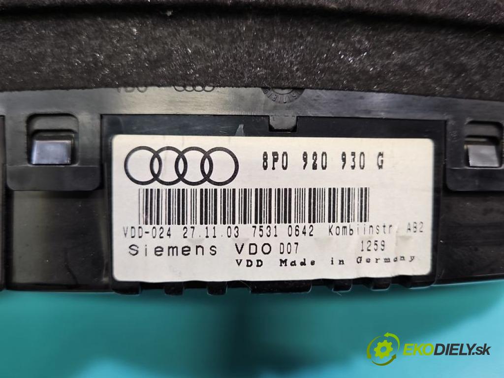 Audi A3 8P 2003-2012 1.6 8V 102 hp manual 75 kW 1585 cm3 3- Přístrojová deska 8P0920930G (Přístrojová deska)