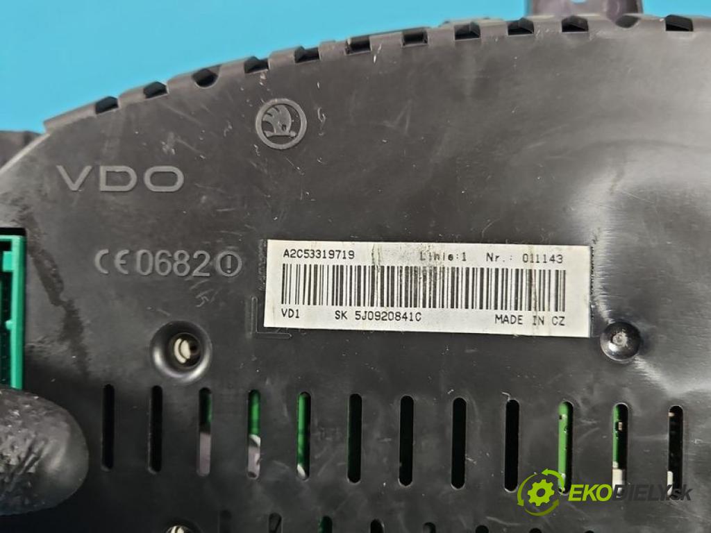 Skoda Fabia II 2007-2014 1.9 tdi BLS 105 hp manual 77 kW 1896 cm3 5- Přístrojová deska 5J0920841C (Přístrojová deska)