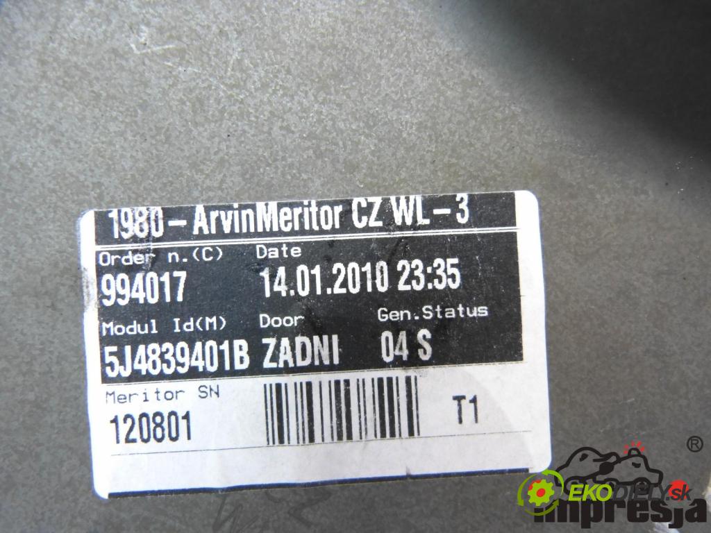 Skoda Fabia II 2007-2014 1.9 TDI 105 HP  77 kW 1900 cm3  Mechanizmus zad ľavy