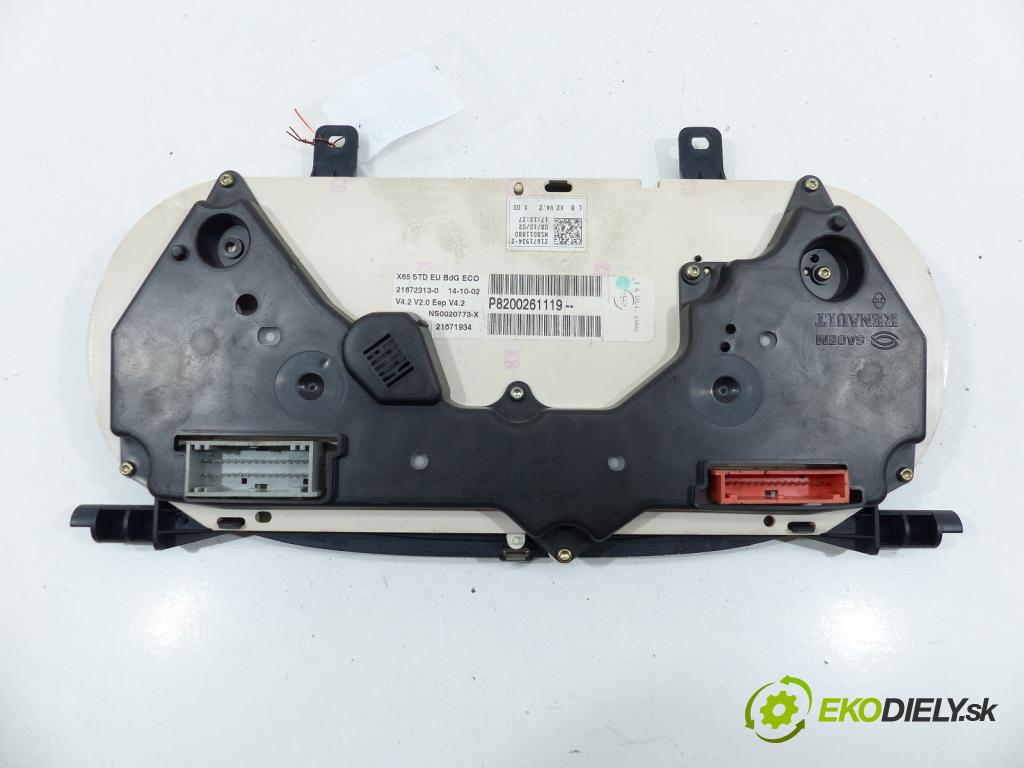 Renault Clio II 1998-2012 1.2 8V 58 hp  43 kW 1200 cm3  prístrojovka  (Přístrojové desky, displeje)