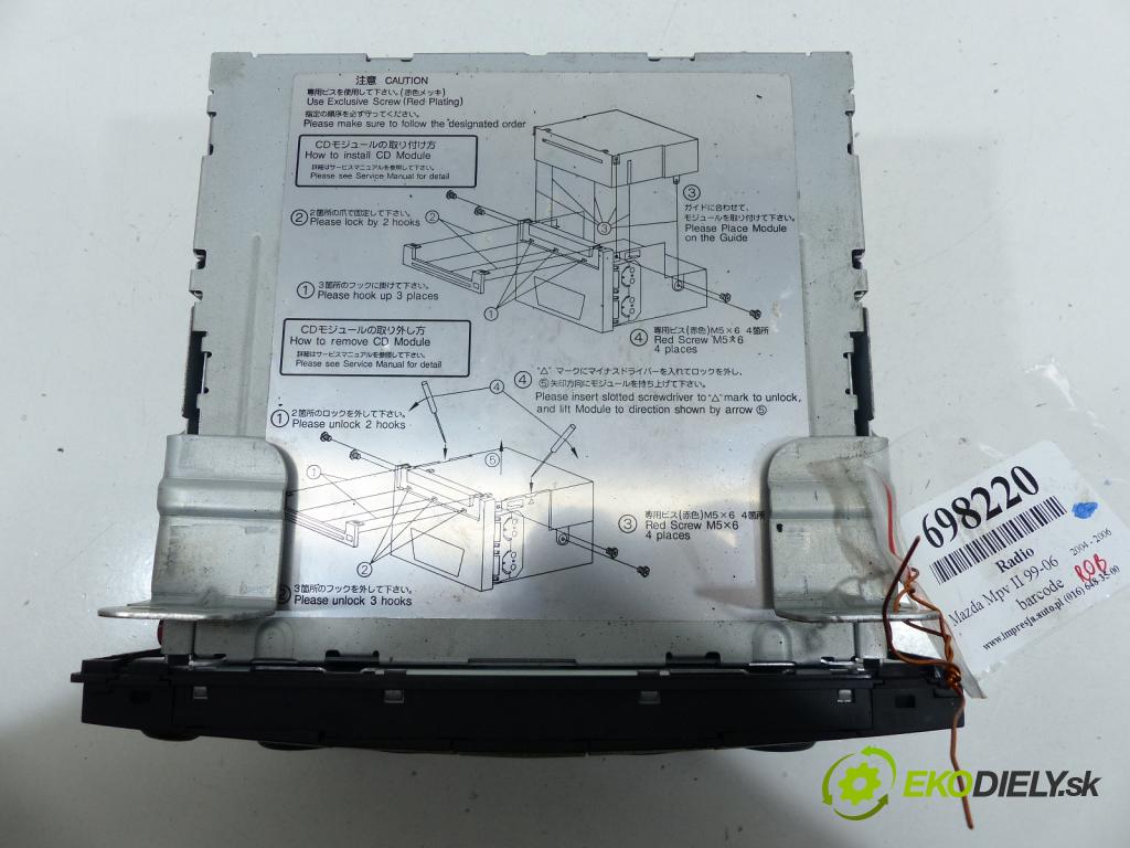 Mazda Mpv II 1999-2006 2.0 - 136hp  100 kW 2000 cm3  RADIO  (Audio zařízení)