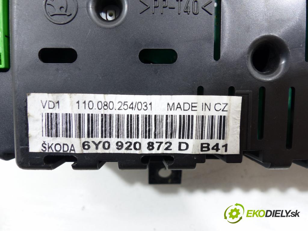 Skoda Fabia I 1999-2007 1.4 TDI 75 hp  55 kW 1400 cm3  prístrojovka  (Přístrojové desky, displeje)