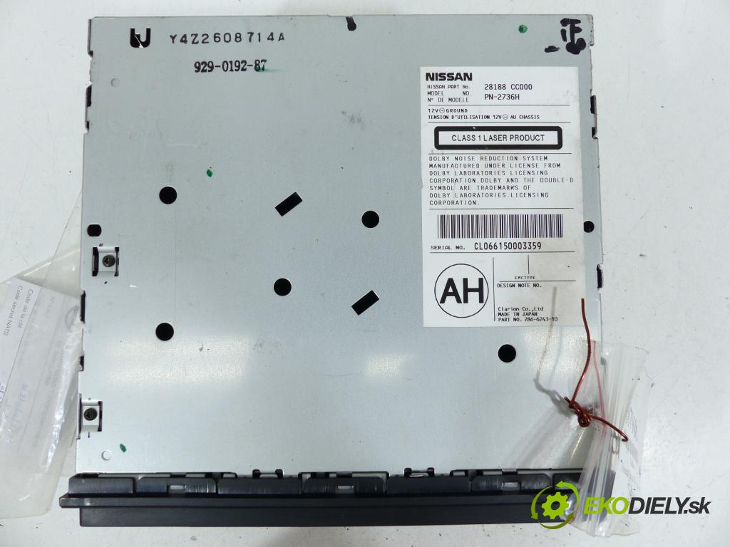 Nissan Murano Z50 2003-2008 3.5 V6 234km  172 kW 3500 cm3  RADIO  (Audio zariadenia) kod nemame