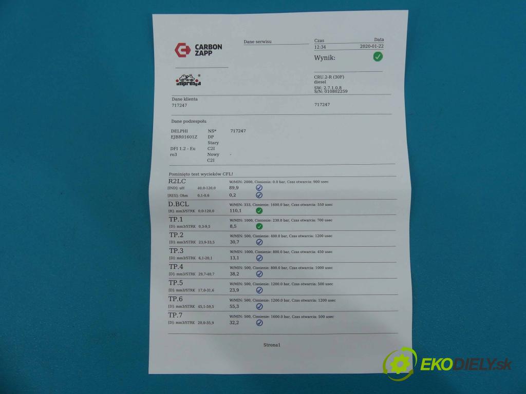 Ford Focus Mk1 1998-2004 1.8 TDCI 116 hp  85 kW 1800 cm3  vstřikovač EJBR01601Z