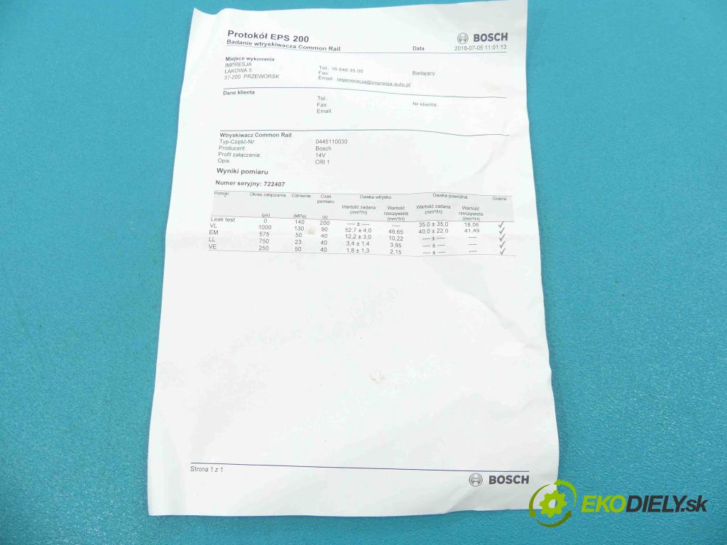 Rover 75 2.0 CDT 116 HP  85 kW 2000 cm3 4- vstrek 0445110030 (Vstrekovače)