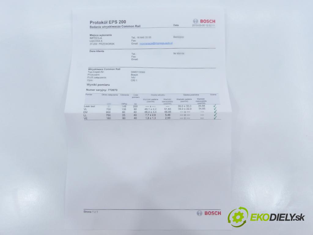 Lancia Lybra 2.4 JTD 140 HP  103 kW 2400 cm3  vstrekovač  (Vstrekovače)