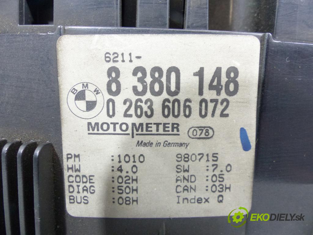 Bmw 3 e46 1998-2007 1,9.0 8V 105 HP manual 77 kW 1800 cm3  Prístrojovka 0263606072 (Prístrojové dosky, displeje)