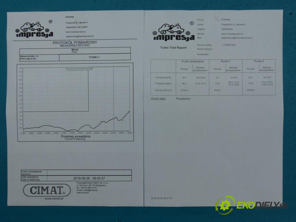 Opel Vectra C 2002-2008 2.2 DTI 125 HP manual 92 kW 2172 cm3  Turbodúchadlo,turbo 717626-1 (Turbodúchadlá (kompletné))