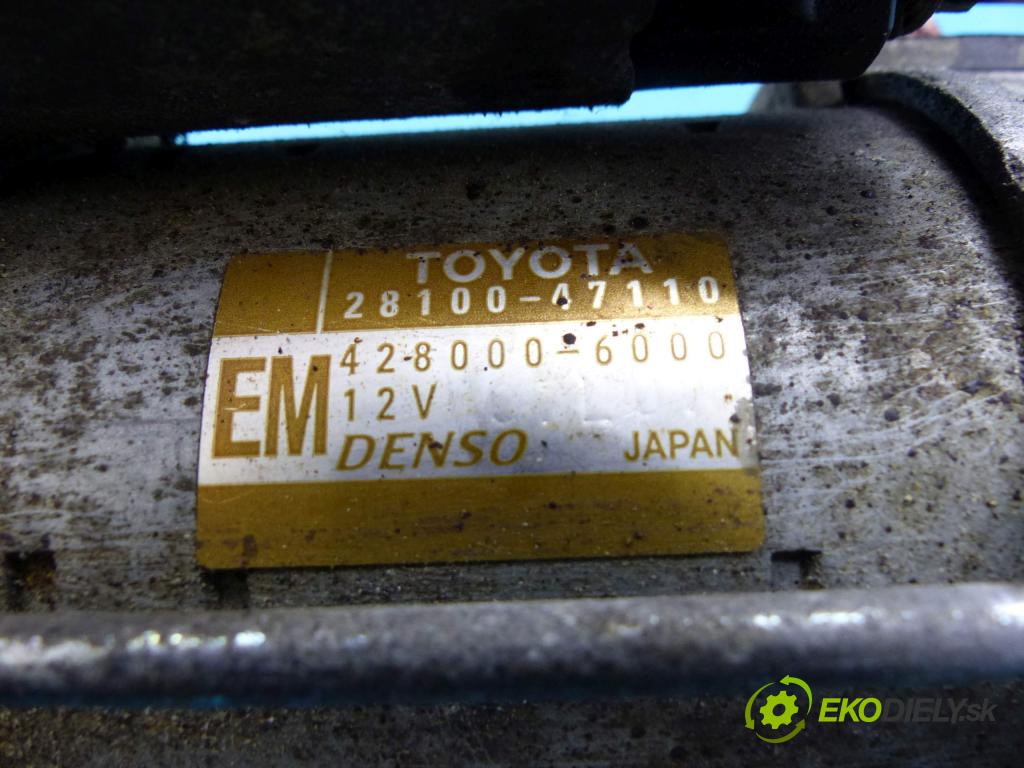 Toyota Urban Cruiser 1.3 16V vvt-i 101 HP manual 74 kW 1329 cm3  Štartér 28100-47110 (Štartéry)