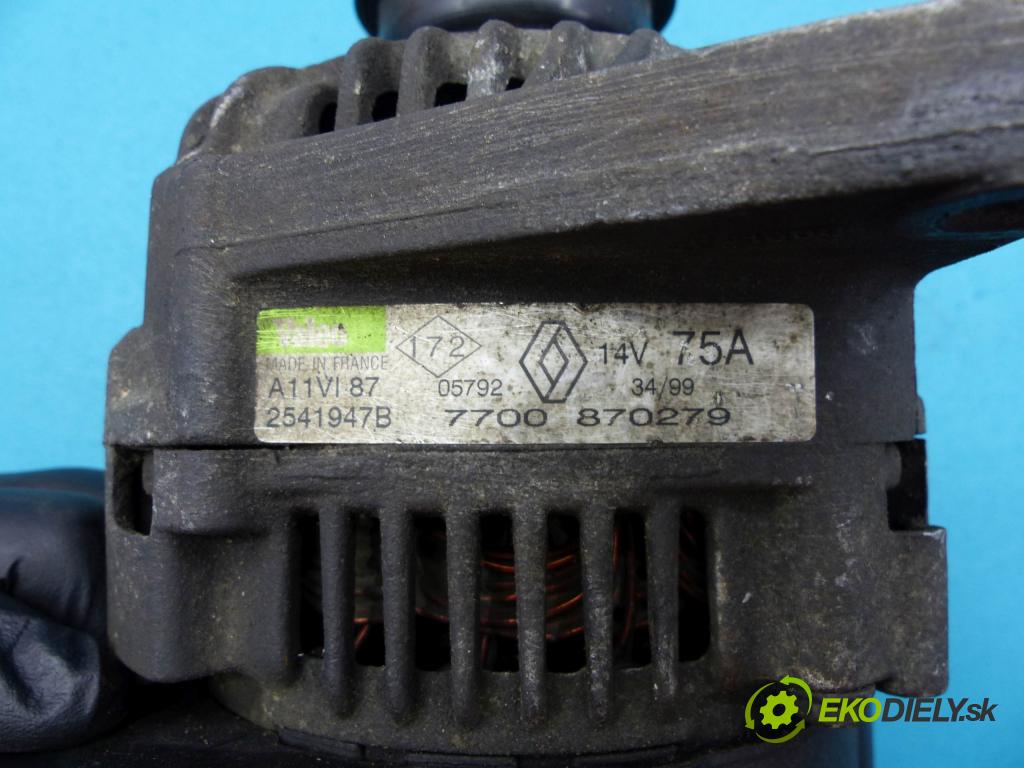 Renault Clio II 1998-2012 1.6 8V - 90 hp manual 66 kW 1600 cm3  Alternátor 7700870279 (Alternátory)