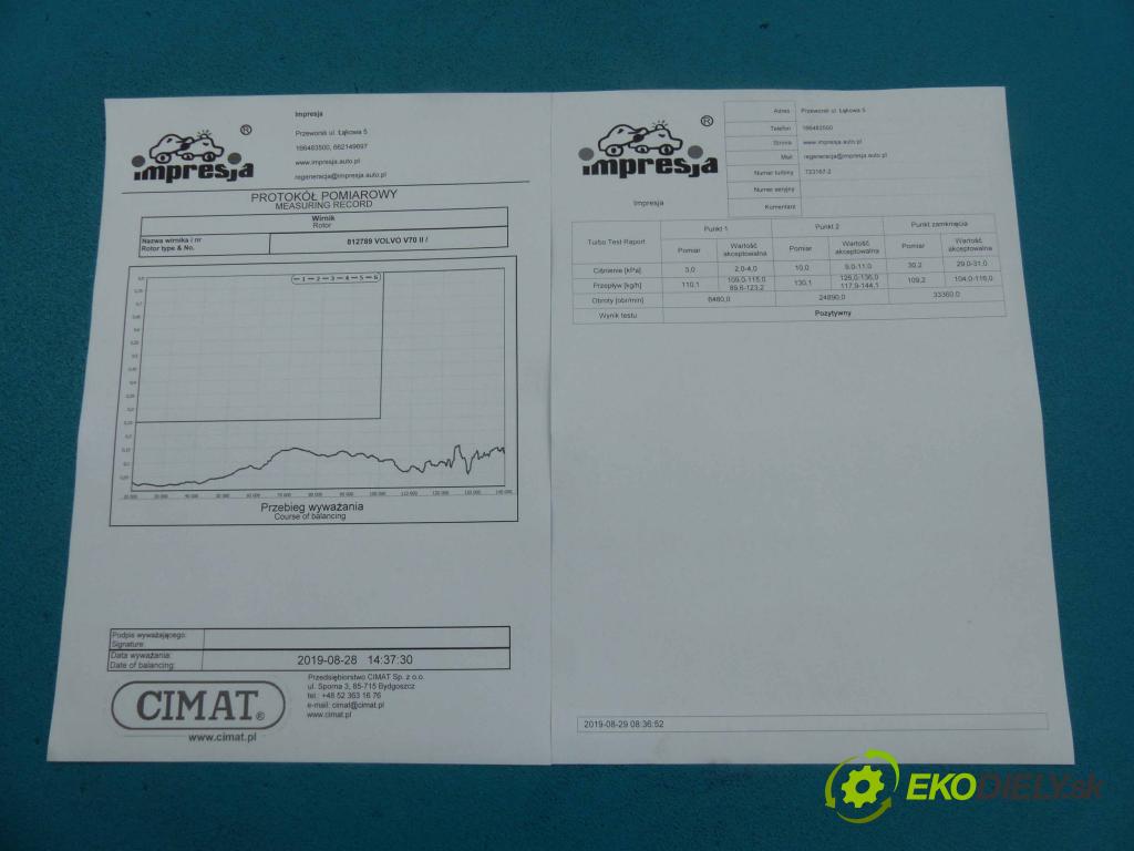 Volvo V70 II 1999-2007 2.4 d5 163 hp automatic 120 kW 2401 cm3  turbo 723167-2 (Turbodúchadla (kompletní))