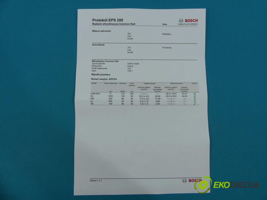 Peugeot 406 2.0 HDI 110 HP manual 81 kW 1997 cm3  vstrekovač 0445110008 (Vstrekovače)