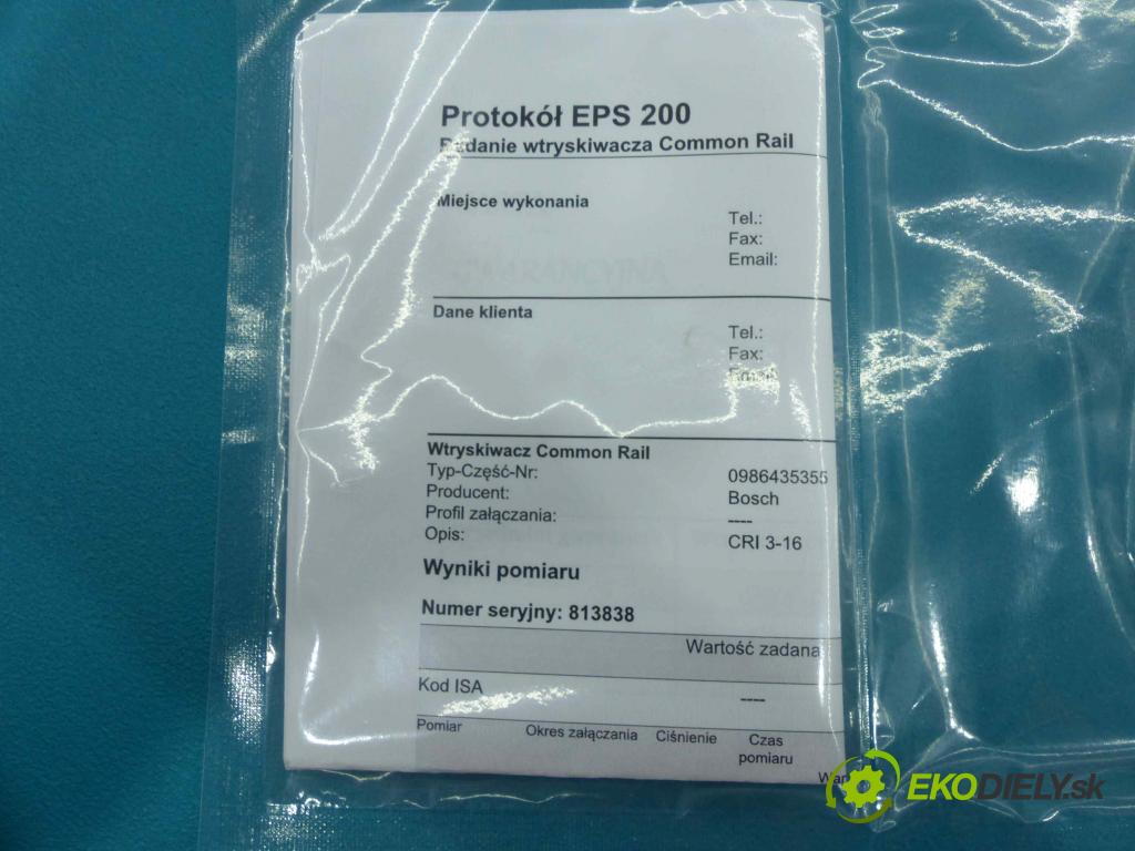 Chrysler Voyager IV 2.5 CRD 141 HP manual 104 kW 2499 cm3  vstrekovač 0986435355 (Vstrekovače)