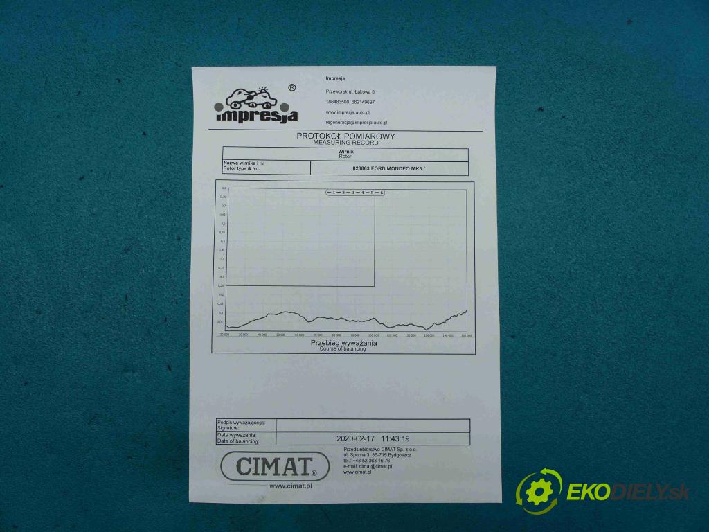 Ford Mondeo Mk3 2000-2007 2.0 tddi 116 HP manual 85 kW 1998 cm3  Turbodúchadlo,turbo 708619-0005 (Turbodúchadlá (kompletné))