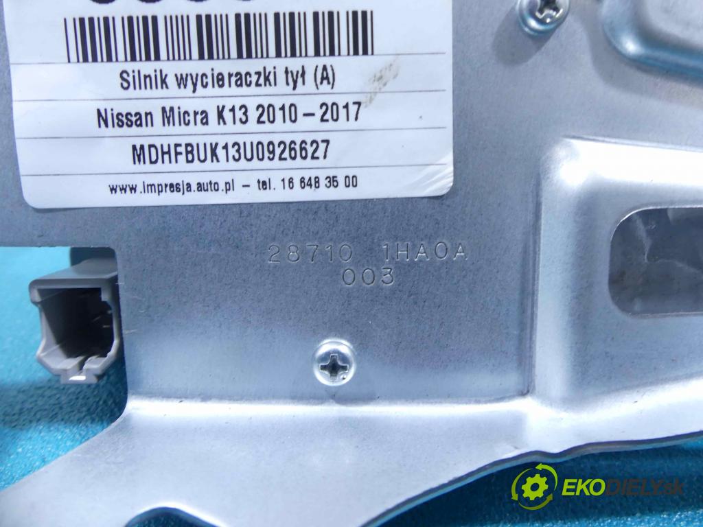 Nissan Micra K13 2010-2017 1.2 12V - 80 hp manual 59 kW 1198 cm3  motor stěrače zadní část