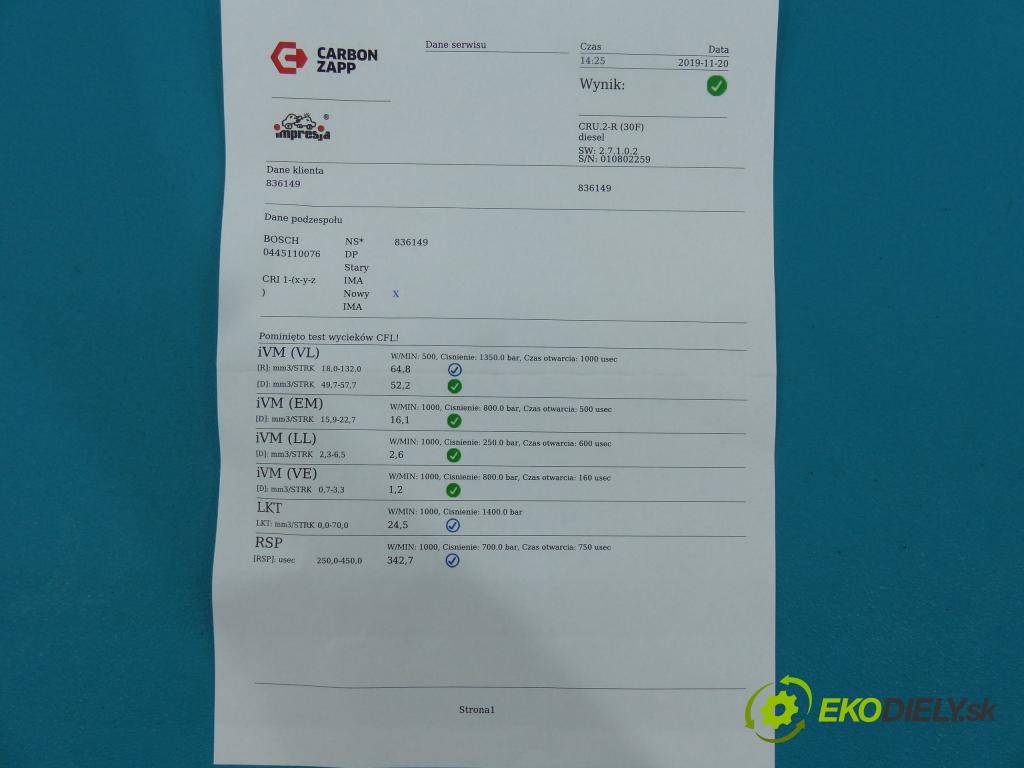 Peugeot 206 2.0 HDI 90 HP manual 66 kW 1997 cm3  vstrekovač 9641742880 (Vstrekovače)