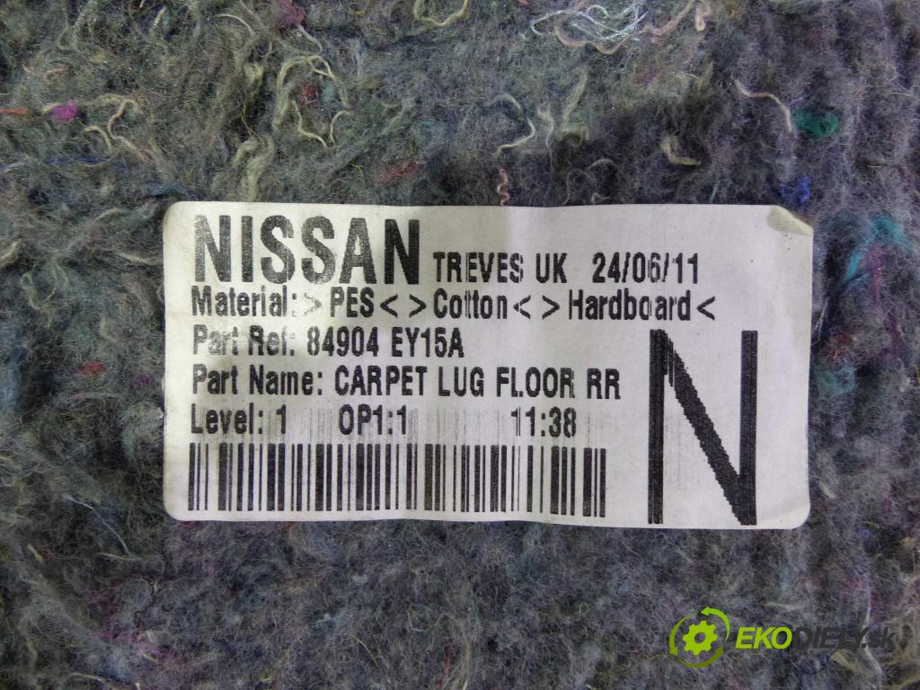 Carpet Nissan Qashqai 06-13 2.0 DCI 150 HP manual 110 kW 1995 cm3  84904EY15A