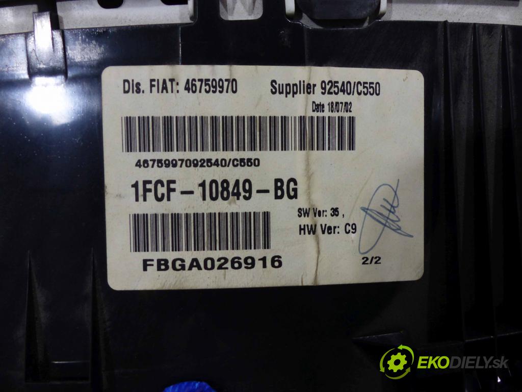 Fiat Stilo 1.9 JTD 116 HP manual 85 kW 1910 cm3  Prístrojovka 1FCF-10849-BG (Prístrojové dosky, displeje)