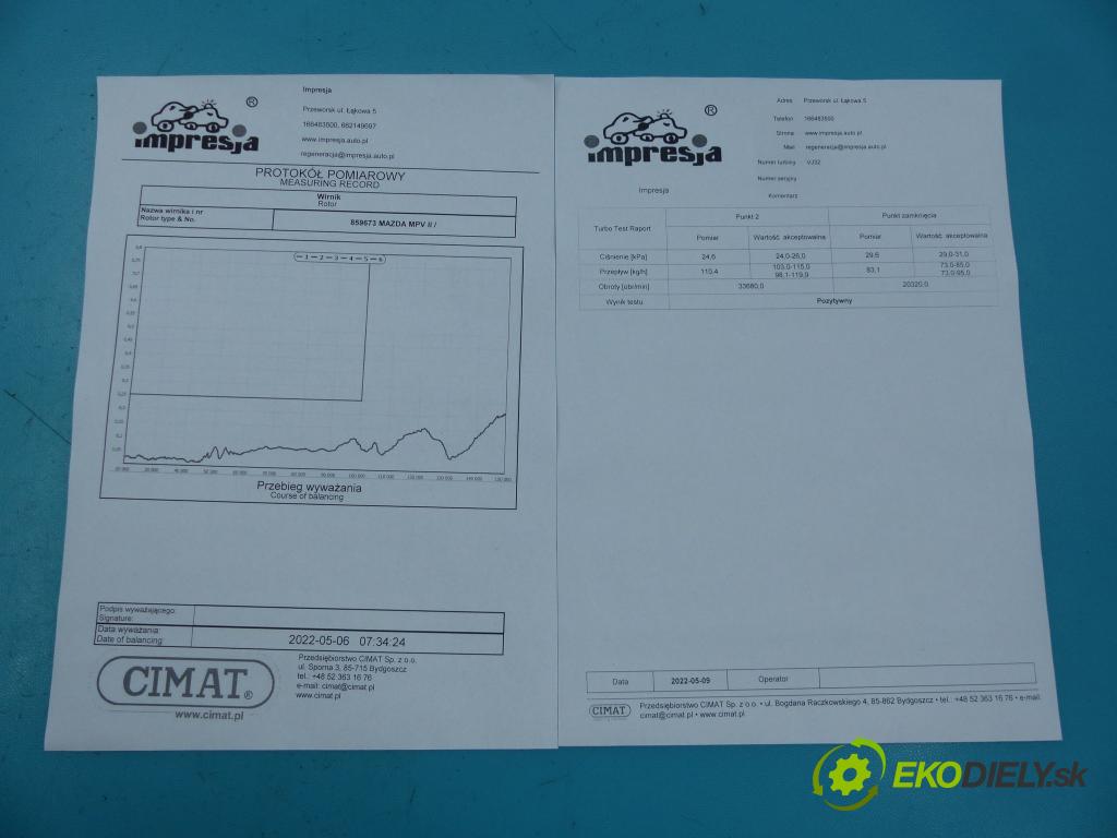 Mazda Mpv II 1999-2006 2.0 DI 136 HP manual 100 kW 1998 cm3 5- turbodúchadlo, turbo VJ32 (Turbodúchadlá (kompletné))
