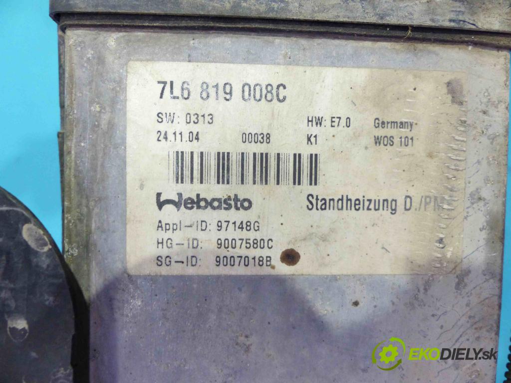 Vw Touareg 2002-2010 5.0 TDI V10 313 hp automatic 230 kW 4921 cm3  Webasto 7L6819008C (Webasto ohřívače)