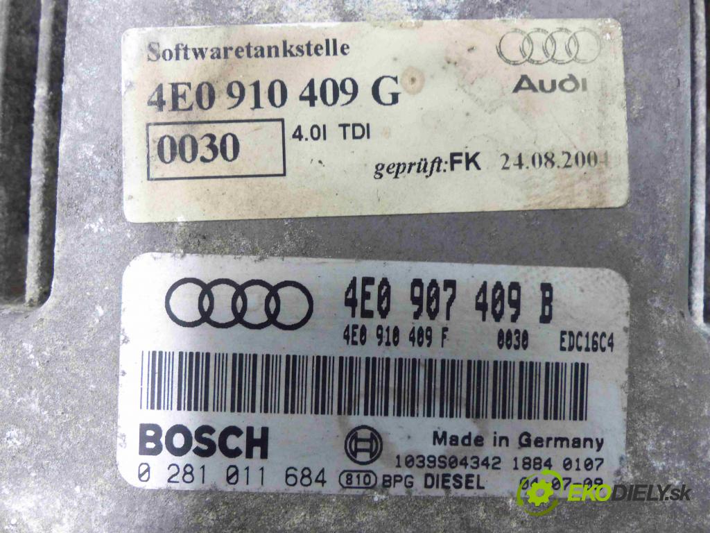 Audi A8 D3 2002-2009 4.0 TDI 275 hp automatic 202 kW 3936 cm3  jednotka řídící 4E0907409B