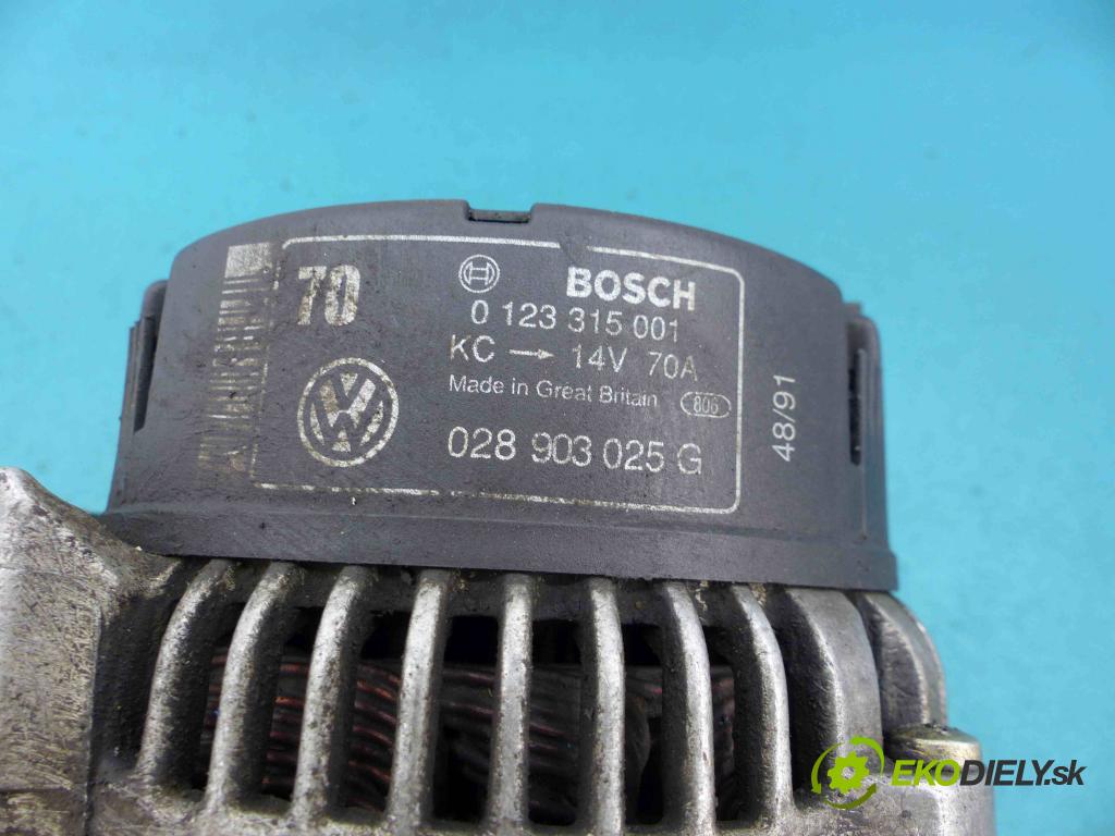 Vw Transporter T4 1990-2003 1.9D 61 HP manual 45 kW 1896 cm3  Alternátor 0123315001 (Alternátory)