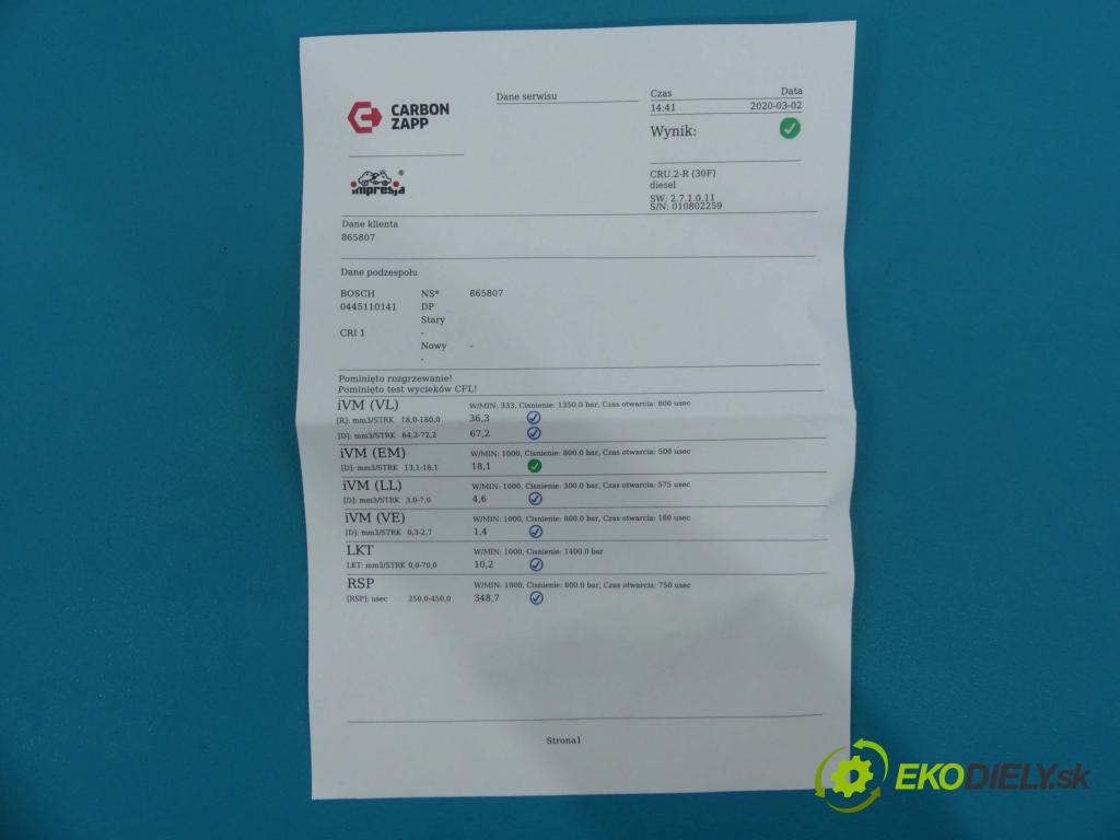 Opel Movano I 1999-2003 2.5 DCI 114 HP manual 84 kW 2463 cm3  vstrekovač 8200146357 (Vstrekovače)