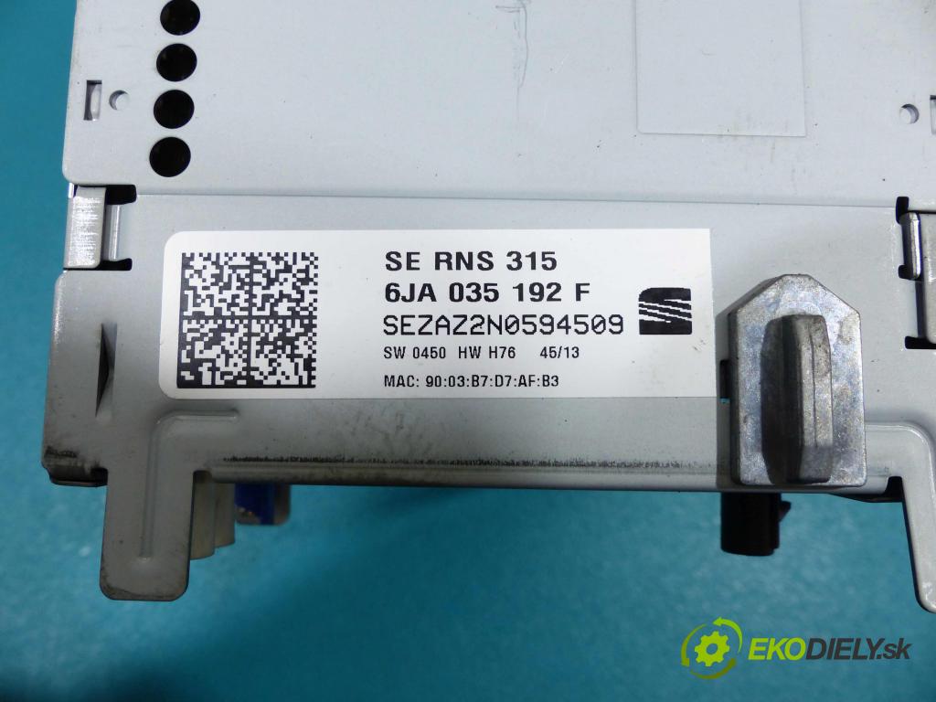 Seat Toledo IV 2012-2018 1.4 TSI 122 HP automatic 90 kW 1390 cm3  RADIO 6JA035192F (Audio zariadenia)