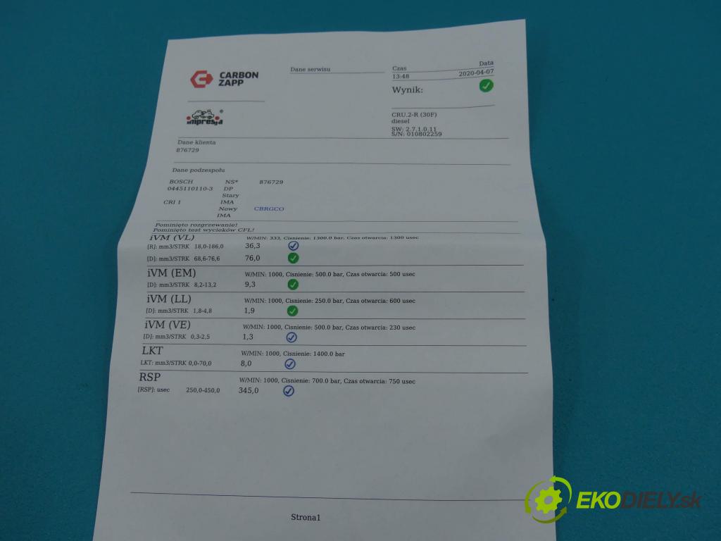 Renault Megane II 2003-2008 1.9 DCI 120 HP manual 88 kW 1870 cm3  vstrekovač 0445110110 (Vstrekovače)